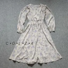 C・O・L・Z・A コルザ ☆ フリル長袖花柄ワンピース Vネック ベージュ