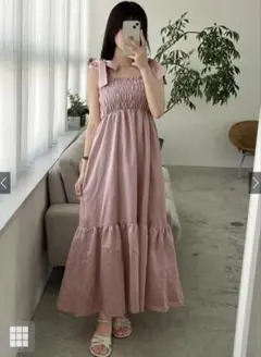 GRL チェック柄ショルダーリボンワンピース[on266]