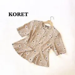 コレット KORET 花柄 ショート丈 半袖シャツ 総柄 ベージュ