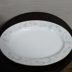 ノリタケ、コンテンポラリー楕円皿　花