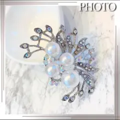 ブローチ パール ラインストーン リーフ コサージュ 卒園 卒業 入学 キラキラ