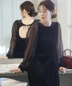 Kastane 【結婚式/オケージョン】ベロアスタッズワンピース