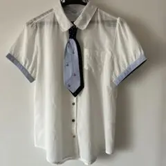 ネクタイ付きホワイト 半袖シャツ Lサイズ