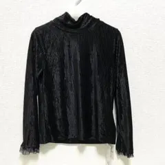 【早い者勝ち大放出セール‼︎】新品 ビームス ベロア 黒 タートル 袖口チュール