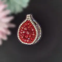 No.309*いちじく*ビーズ刺繍ブローチ※一点もの＊104