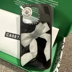 CASETiFY iPhone16pro用ケース リボン柄　黒
