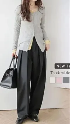 タックワイドパンツ ネイビー マジックテープ　新品タグ付き