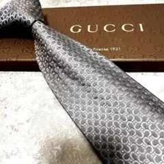GUCCI グッチ ネクタイ ダークグレー 幾何学模様 ドット柄 結婚式 シルク