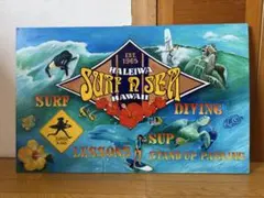 ハワイの浜辺サーフィンカー 1/10 10点限定 絵画 イラスト画 自作絵画