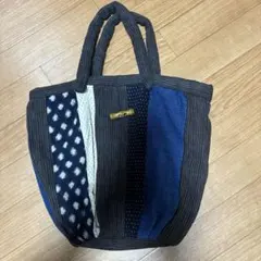 ネイビー系ストライプドットトートバッグ