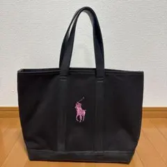 ポロラルフローレン　トートバック　キャンバス　レザー　ブラック