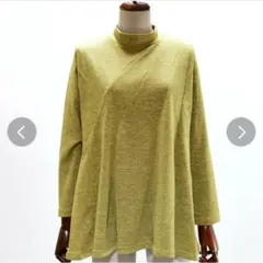 ハイネック 長袖 5枚剥ぎ おしゃれニットソー ニット M～L マスタード 新品