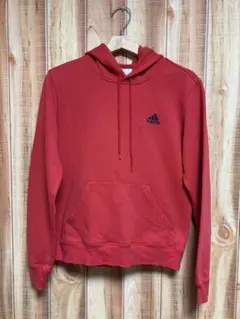 adidas アディダス 赤 ロゴ刺繍 パーカー フーディー