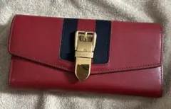 GUCCI グッチ 長財布 シェリーライン レッド レザー 金具