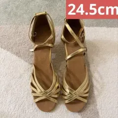 ゴールド ストラップ付きサンダル 女性用