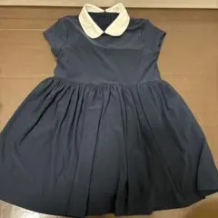 【美品】ラルフローレン　ネイビー 半袖ワンピース 襟付き