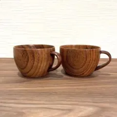 [新品]木製 総目摺漆塗デザインカップ2客セット