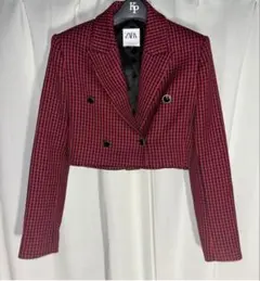 _L'ily_ 様　リクエスト　ZARA 赤黒チェック ダブルブレストジャケット