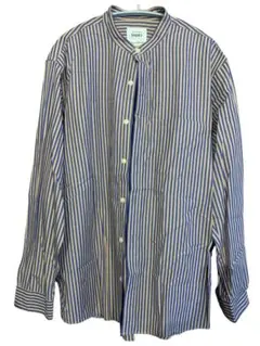 グローバルワーク ストライプ バンドカラーシャツ 長袖シャツ