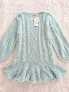 【新品】シークレットハニー シャギーニット ワンピース パール付フリル ペプラム