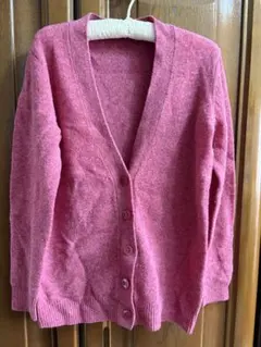 ユニクロ　ウール ピンク カーディガン XL