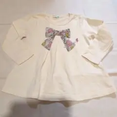 knit planner リボン刺繍長袖カットソー アイボリー 90cm