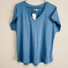 VERSONÁ 青 Vネック Tシャツ Mサイズ