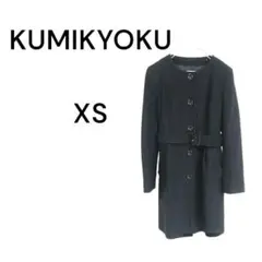 美品 組曲　黒コート ジャケット 　ウール　ベルト　ブラック　厚い 暖かい 秋冬