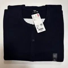 UNIQLO ユニクロ スカラップクルーネックカーディガン半袖 XL ネイビーのサムネイル