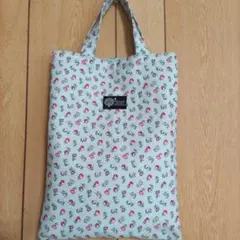 キャスキッドソン　ぺったんこ　トートバック　花柄✖薄い水色