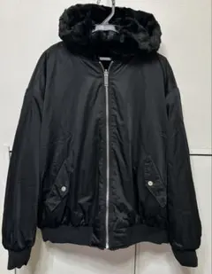 ZARA フード付き ボア & MA-1 リバーシブル ブルゾン ブラック　L