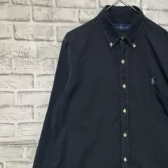 ラルフローレン長袖シャツ！ブラックM ロゴ刺繍 0226