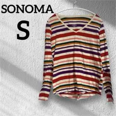 【夏物大セール】【SONOMA】古着(S)ボーダー 長袖 Tシャツ