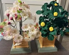 상태좋음 雛人形用 桜橘 左近の桜・右近の橘 一対