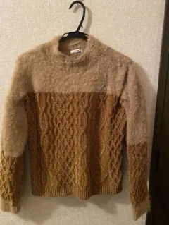 MORUA モヘア混合 ケーブル編み 長袖ニット