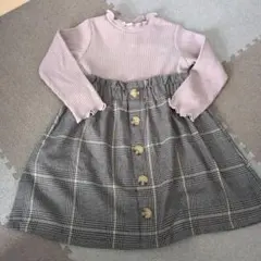 アプレレクール　フロントボタンドッキングワンピース　100㎝