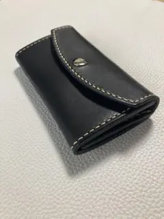 ブラックレザー ハンドメイド名刺入れ