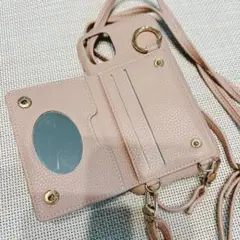 ピンク iPhone用ケース カードポケット付き