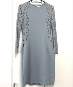 大特価‼️大人気　袖レース　ワンピース　韓国　ブルー　タイトワンピース