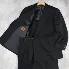 C539 美品 MCM ダブルジャケット 2タックパンツ スーツ上下 黒 BB3