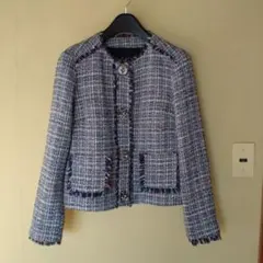 ZARA BASIC ツイード ジャケット ノーカラー　XS