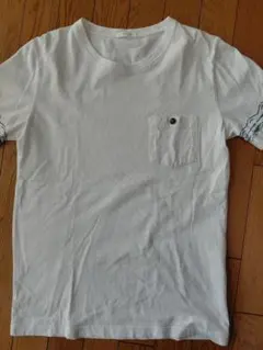 ホワイト Tシャツ ポケット付き 幾何学模様