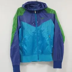 Nike フード付き　ナイロンジャケット 青緑紫　S