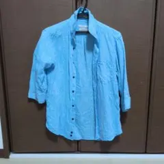 水色リネン七分シャツのサムネイル