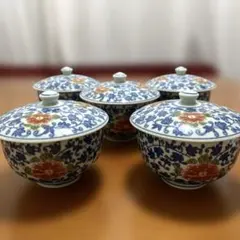 有田焼　茶碗蒸し /蓋付き 湯呑茶碗 5個セット