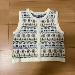 familiar ☆ ベビーベスト 80㎝　ベスト　ニット　白　ノルディック柄