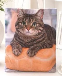【本日23時まで販売】人気猫バッグ　キジトラ猫　パン　丈夫な新品トート　大判