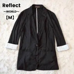 レフレクト✨テーラードジャケット　シャープ襟　 袖スリット　カジュアル　黒【M】