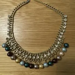 ZARA ゴールド マルチカラーパール ネックレス