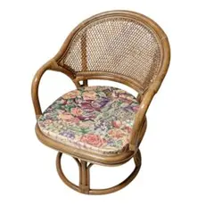 良品　kazama ラタン　ラタンチェア 藤　回転チェア　レトロ　アンティーク